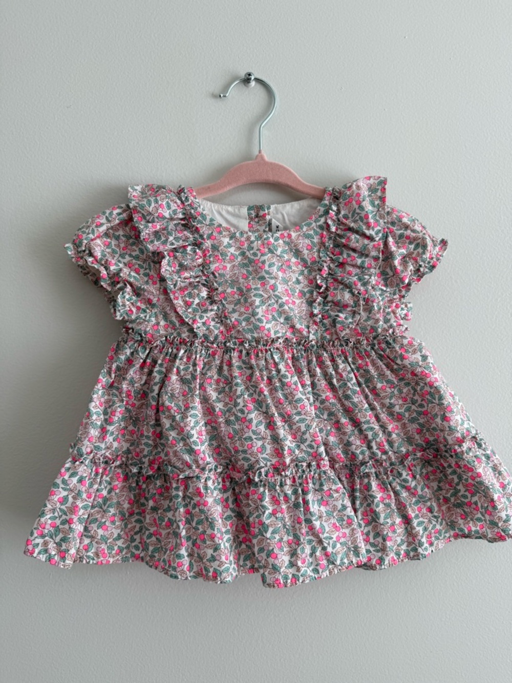 Janie and Jack Cherry Print Dress in Pink, Mint, Cream